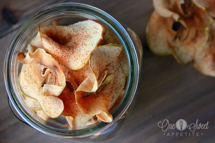 dried apple slices in a jar