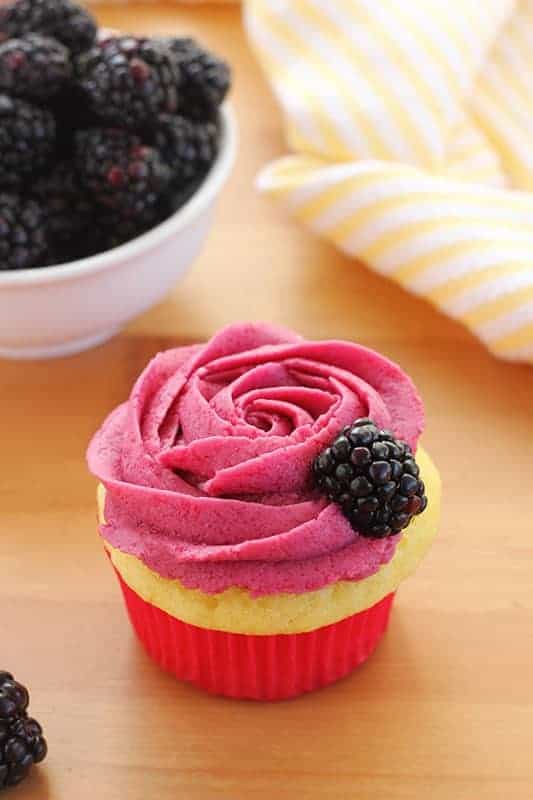 Blackberry Lemonade Cupcakes- Cake Mix Hack!