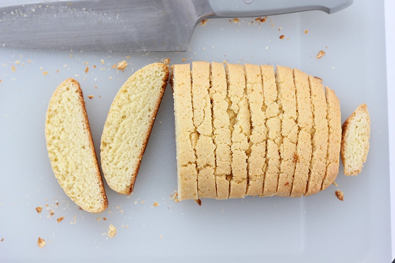 biscotti on a cutting board sliced