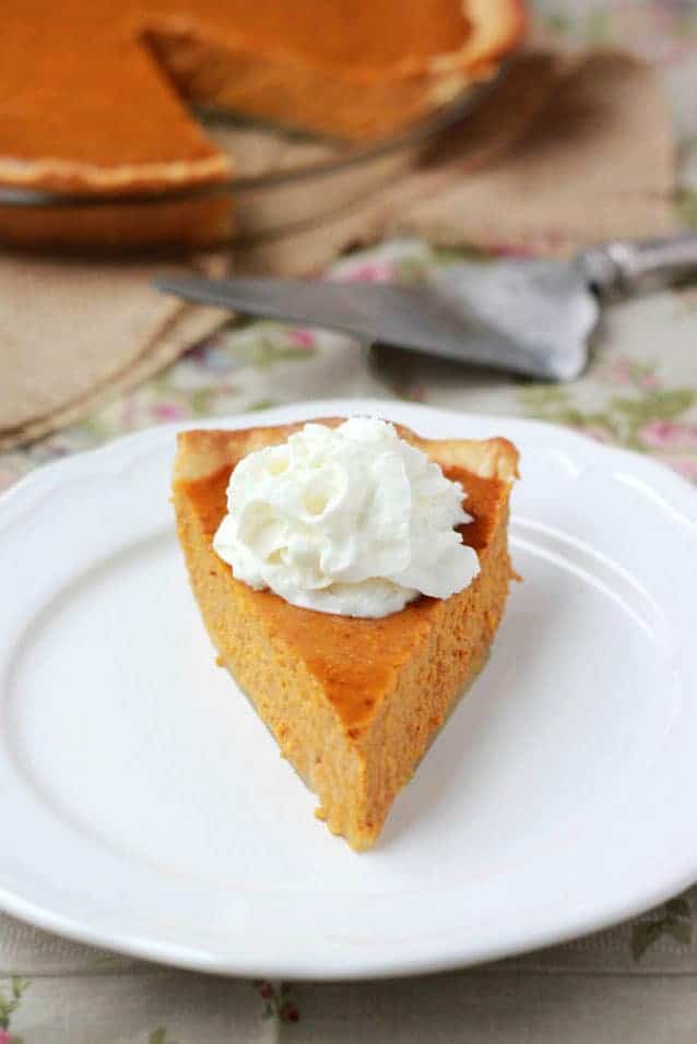 pIe slice with whipped cream on a white plate