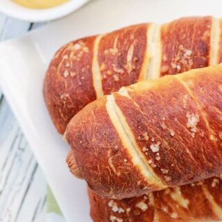 Pretzel Wrapped Hot Dogs - One Sweet Appetite