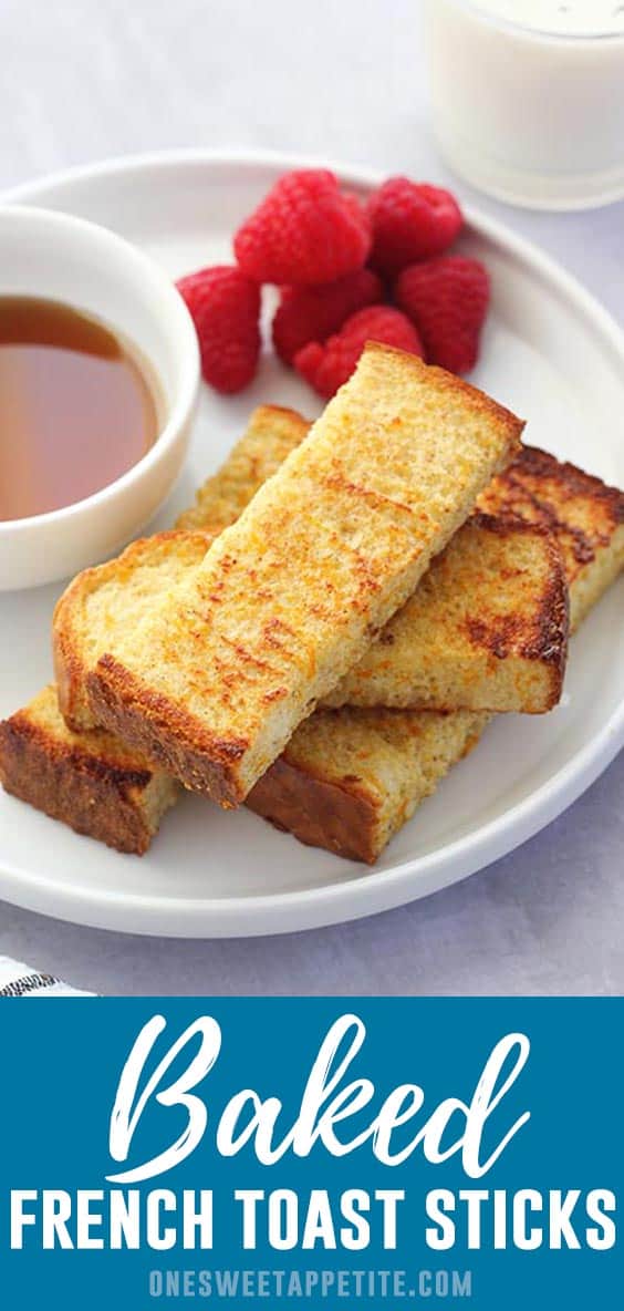 This easy recipe for baked french toast sticks is the perfect breakfast treat! Great for dunking AND freezer friendly! All you need are a few basic ingredients and 30 minutes in the kitchen! 