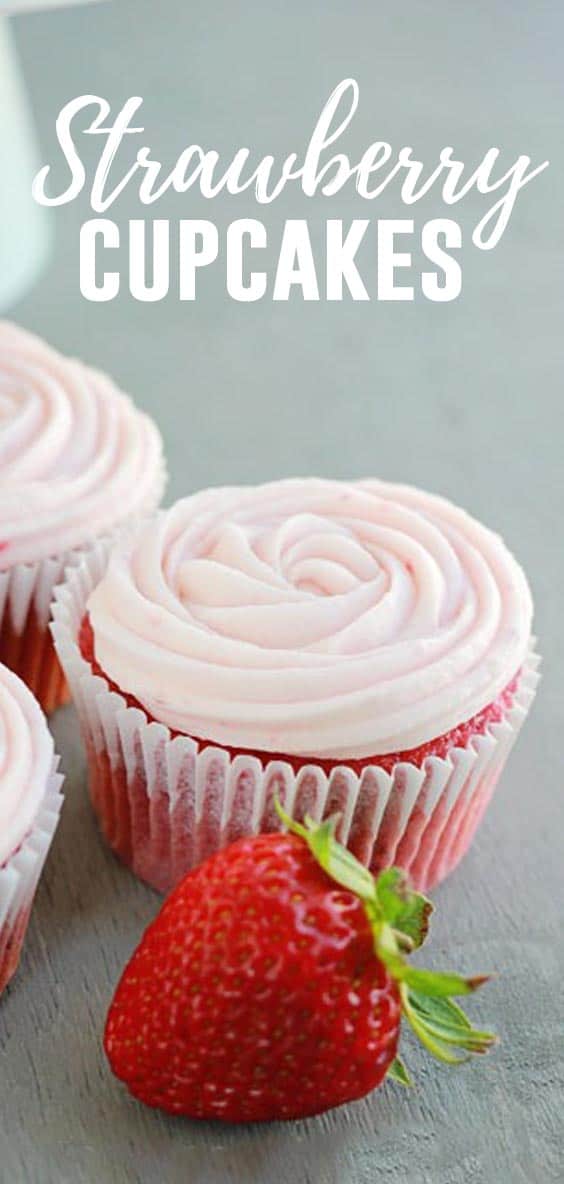 These Strawberry Cupcakes use a cake mix base with the addition of real fruit for an extra punch of flavor!