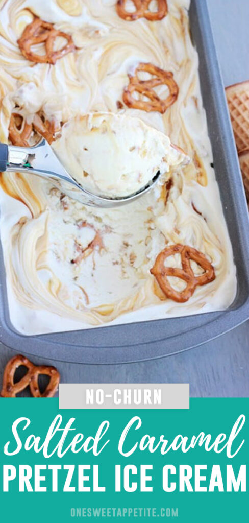 The perfect balance of salty and sweet! This no-churn salted caramel pretzel ice cream recipe is the perfect sweet treat! Only 6-ingredients!