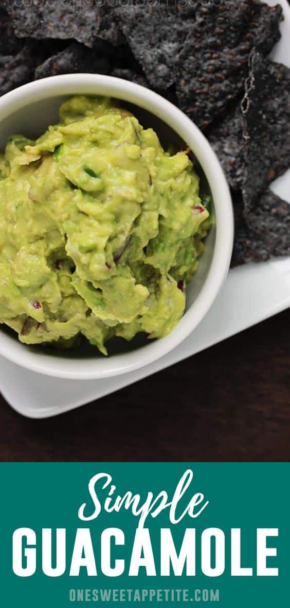 This simple Guacamole Recipe combines fresh ingredients for the perfect side dish! The secret is ripe avocado and a hefty splash of lime juice!