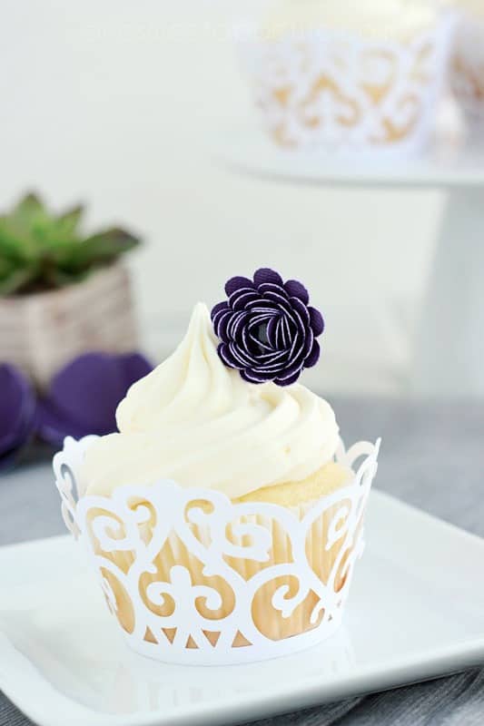white chocolate cupcakes with white chocolate frosting