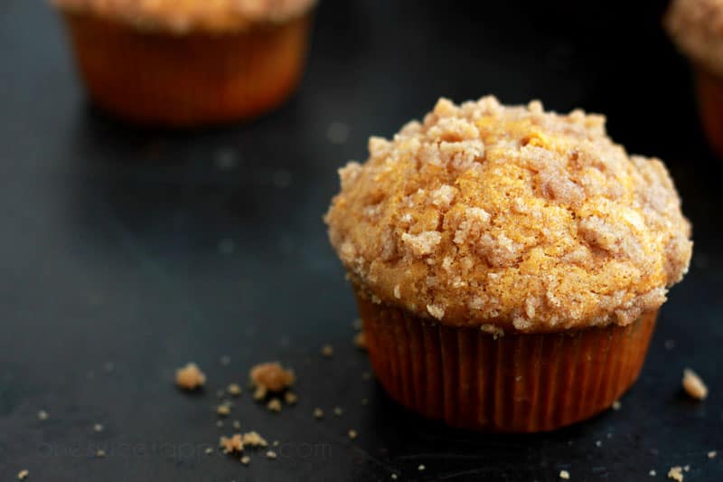 pumpkin streusel muffins on one sweet appetite