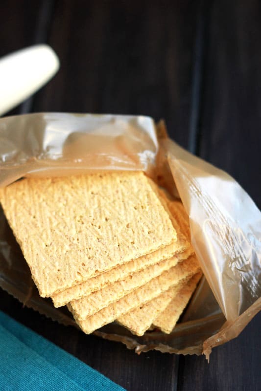 graham crackers open but still slightly in the plastic bag