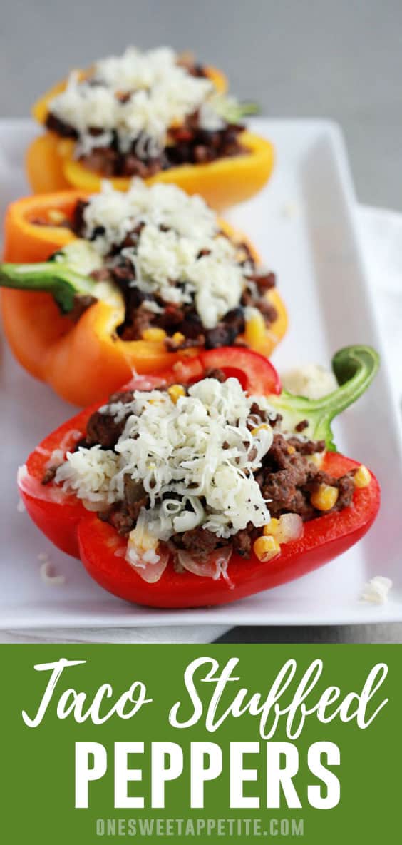 Celebrate Taco Tuesday with these amazing Taco Stuffed Peppers! This easy recipe comes together in 30 minutes making it the best go-to weeknight dinner!