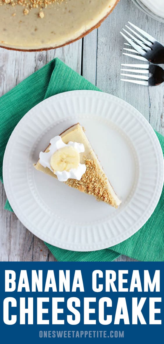 This Banana Cream Cheesecake is loaded with flavor. Made on a vanilla wafer crust with a creamy and rich cheesecake topping! It is the perfect twist on classic cheesecake.