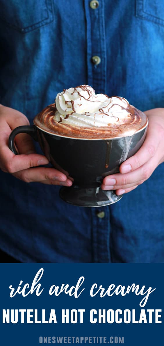 This rich and creamy Nutella Hot Chocolate is ready in under 5 minutes and made with just 3 ingredients!  You will love this decadent drink recipe. 