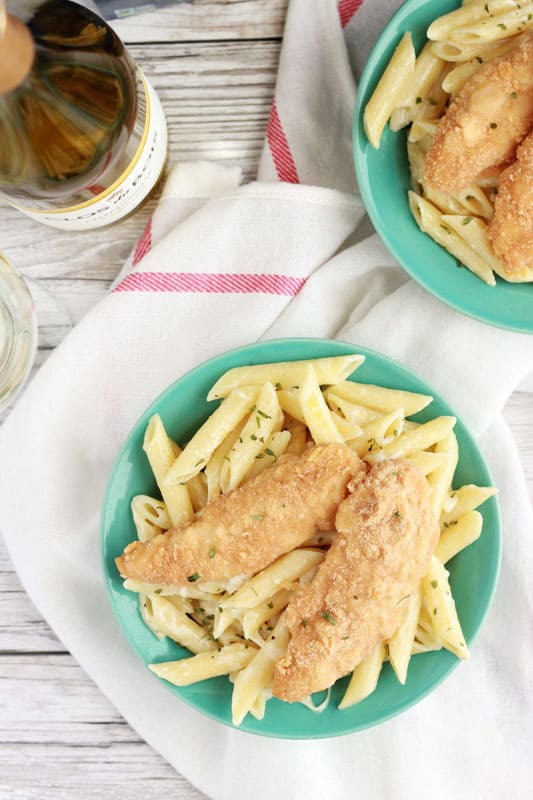 White Wine Alfredo with Crispy Chicken