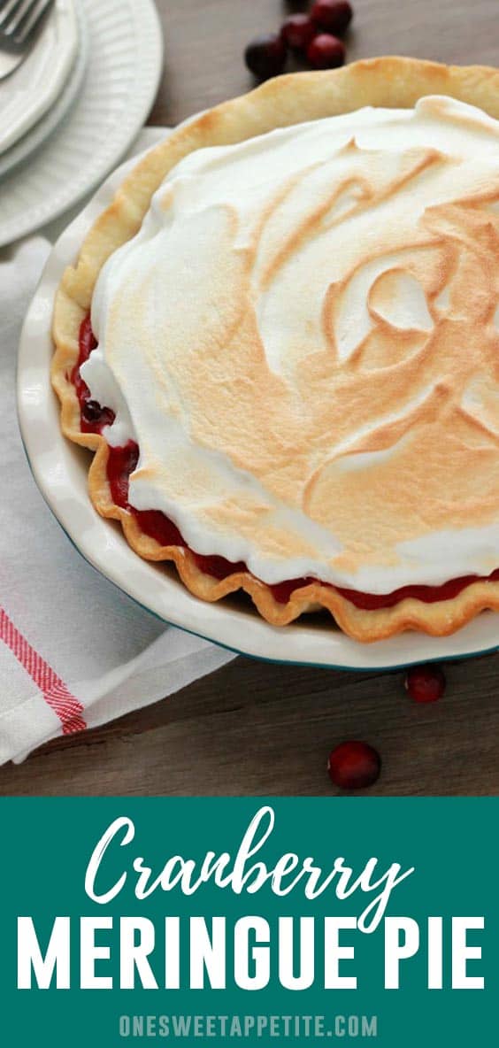 Cranberry Meringue Pie. Up your pie game with this delicious twist on a classic! Slightly tart cranberry filling is topped with a toasted meringue for the perfect dessert recipe! 