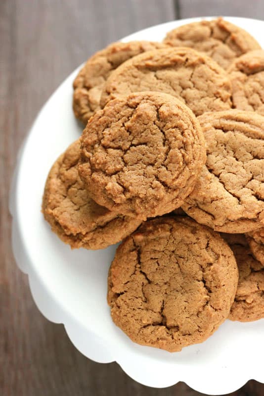 stack of ginger cookies on a white plate