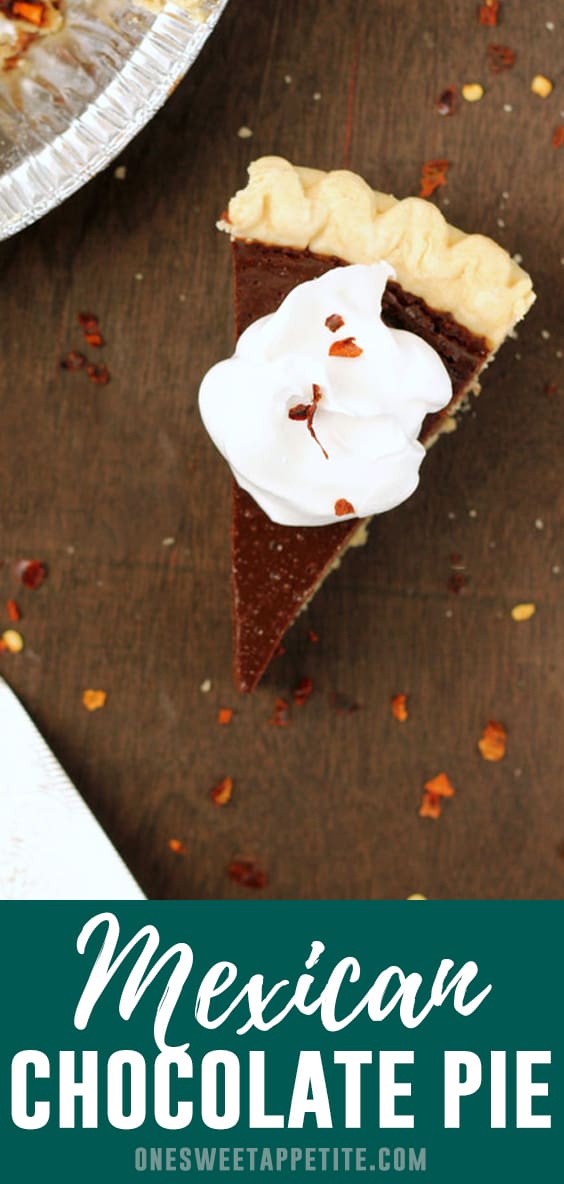 This Mexican Chocolate Pie is the perfect combination of sweet and spicy. Rich chocolate is complimented by the slight heat of cayenne. The duo is incredible and delicious! 
