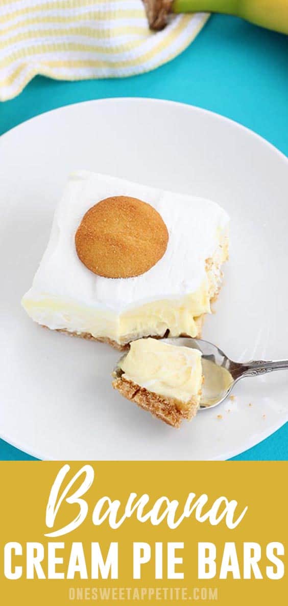 Banana Cream Pie Bars. Fresh sliced bananas are placed on a vanilla wafer cookie crust and topped with vanilla pudding for a super simple and delicious dessert recipe.
