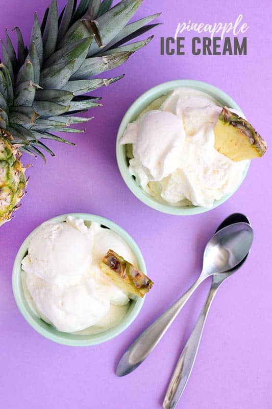 Homemade pineapple ice cream