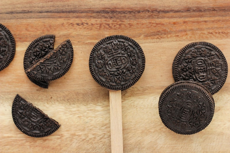 Oreo cookie on a popsicle stick