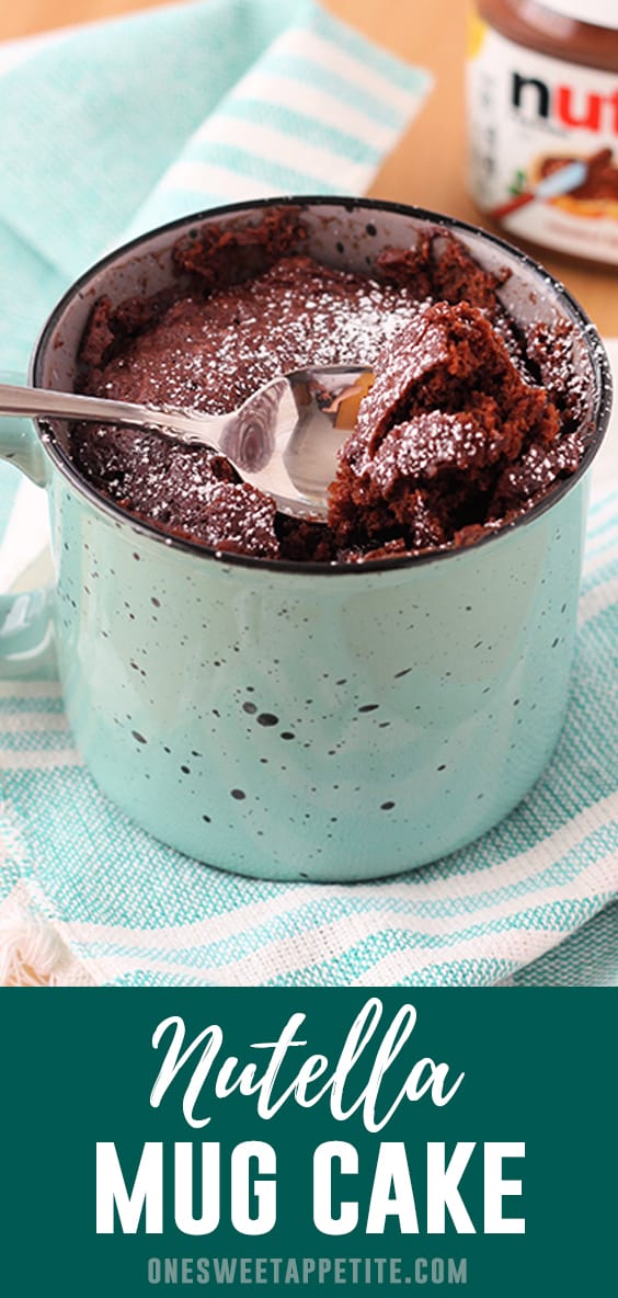 The best Nutella Mug Cake Recipe you will find! This recipe has minimal ingredients, whips up in under five minutes, and tastes amazing!