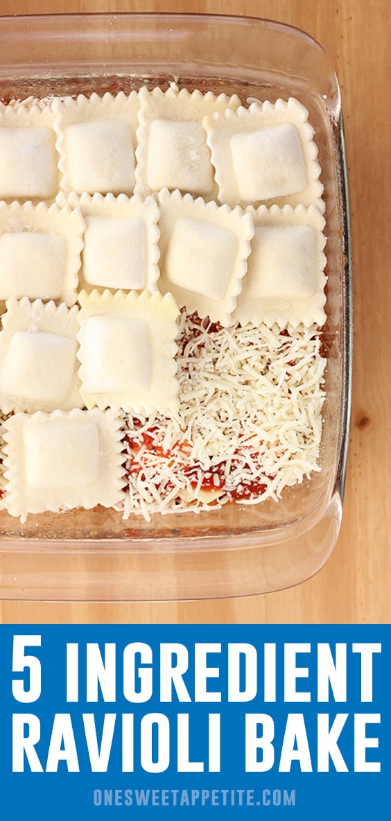 This Ravioli Bake Recipe has just 5 ingredients making it a weeknight dinner staple! Easy, delicious, and filling. A winning combination when it comes to a great dinner recipe.