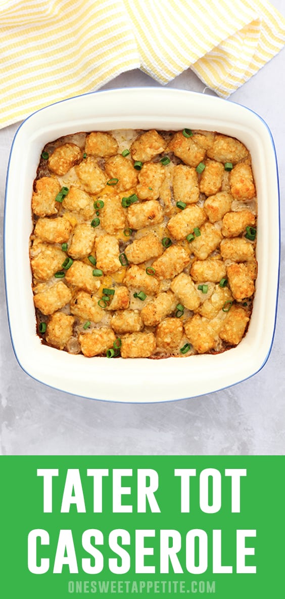 This easy tater tot casserole recipe is a staple in our home! Just 4 ingredients and kid requested!