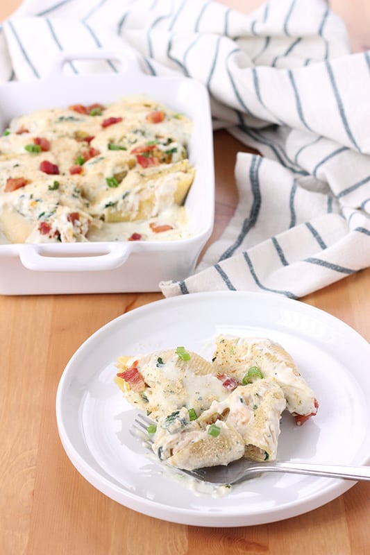 Cheesy Chicken Stuffed Shells • Bread Booze Bacon