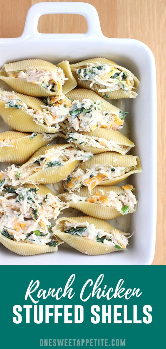 Ranch Chicken Stuffed Shells  One Sweet Appetite