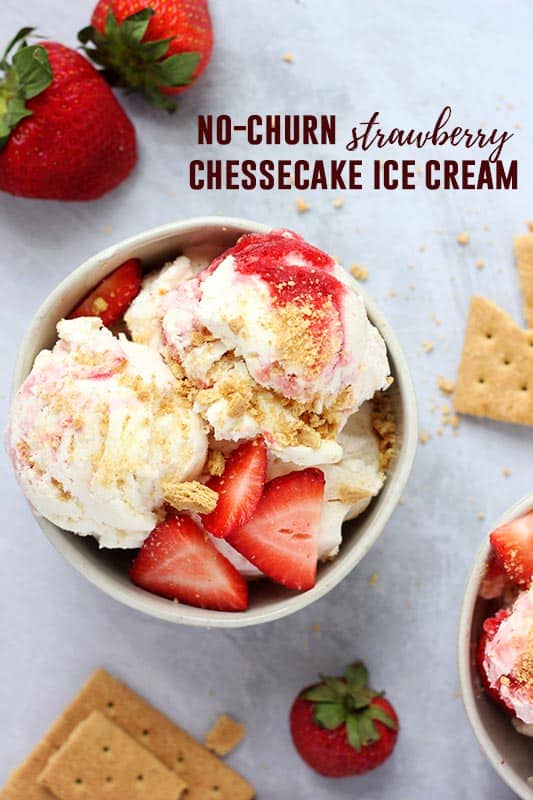 Easy No Churn Strawberry Cheesecake Ice Cream