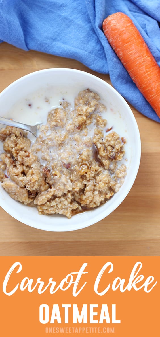 Easy single serve carrot cake oatmeal recipe! This is a quick go-to breakfast recipe that is about to become a staple in your menu lineup. Easy to make, minimal ingredients, and incredibly filling!