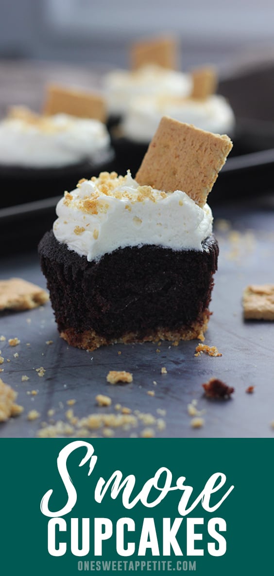 This rich S'more Cupcakes have a graham cracker crust, moist and rich chocolate cupcake, and sweet marshmallow buttercream. The perfect summer treat!