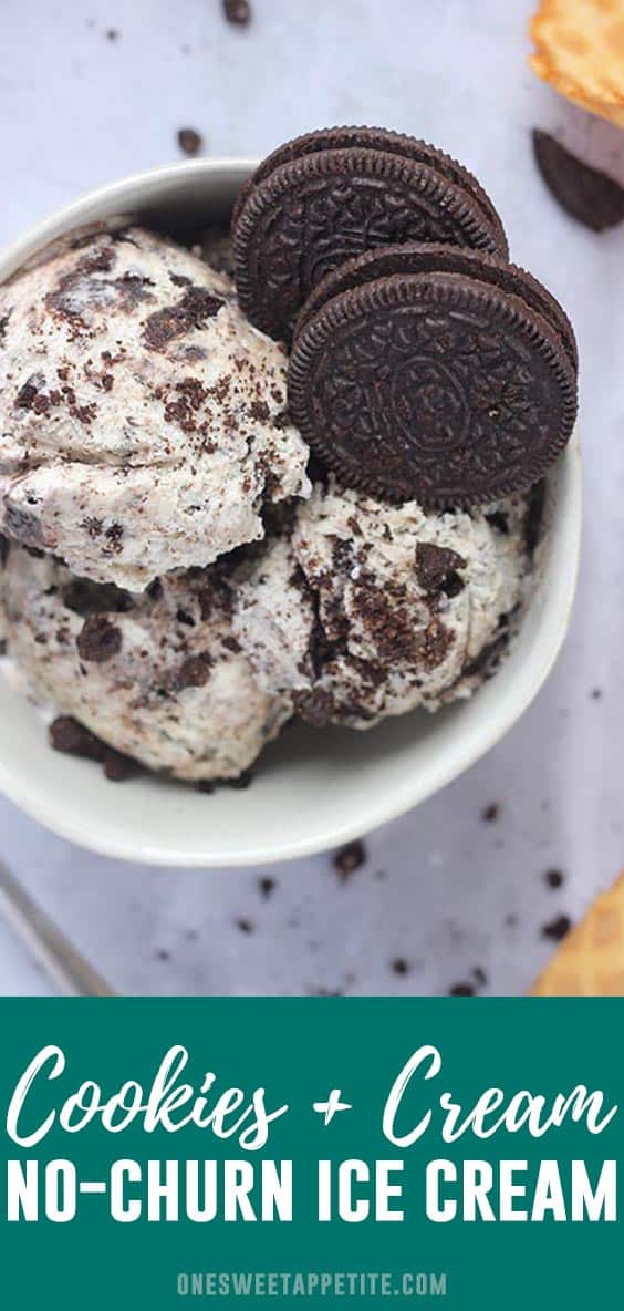 How to make no-churn cookies and cream ice cream! Ready for the freezer in minutes and no machine required!