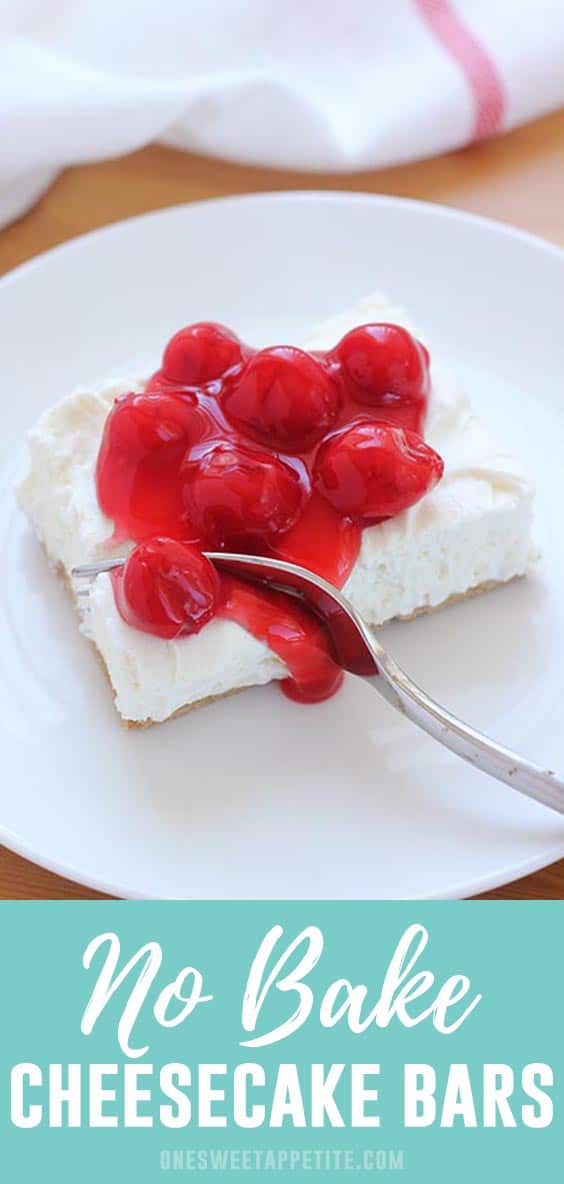 These super simple no-bake cheesecake bars are a summer staple! Light, fluffy, and full of flavor. Perfect when paired with your favorite fruit topping.