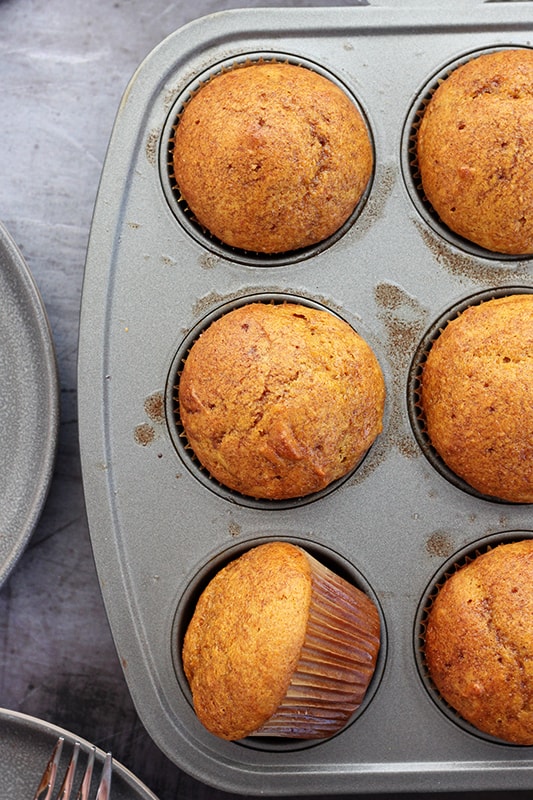 pumpkin muffins baked in muffin tin