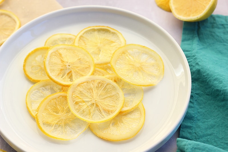 candied lemon slices on plate