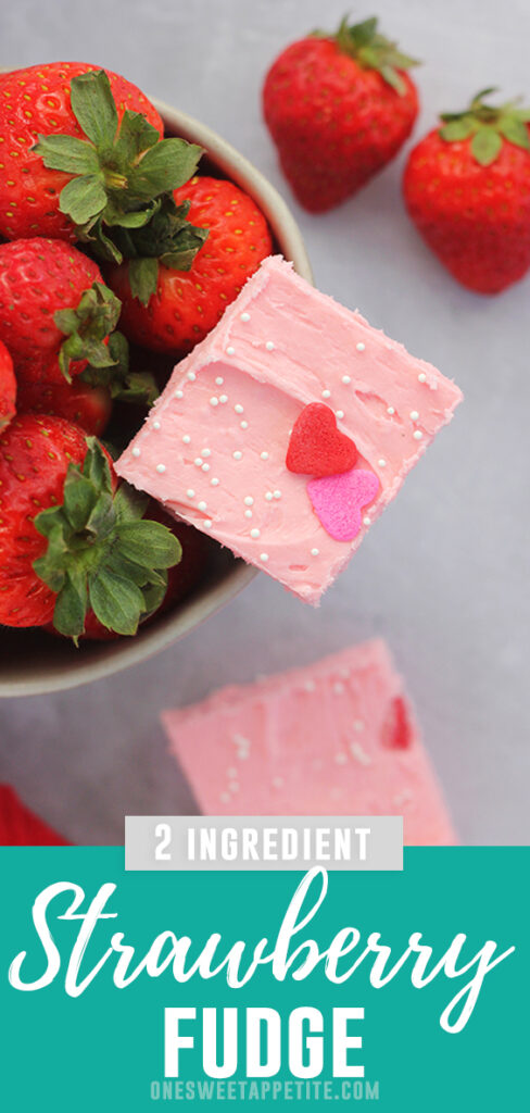 This simple 2-Ingredient Strawberry Fudge comes together in just 10 minutes! The perfect no-fuss Valentine's Day treat recipe. 
