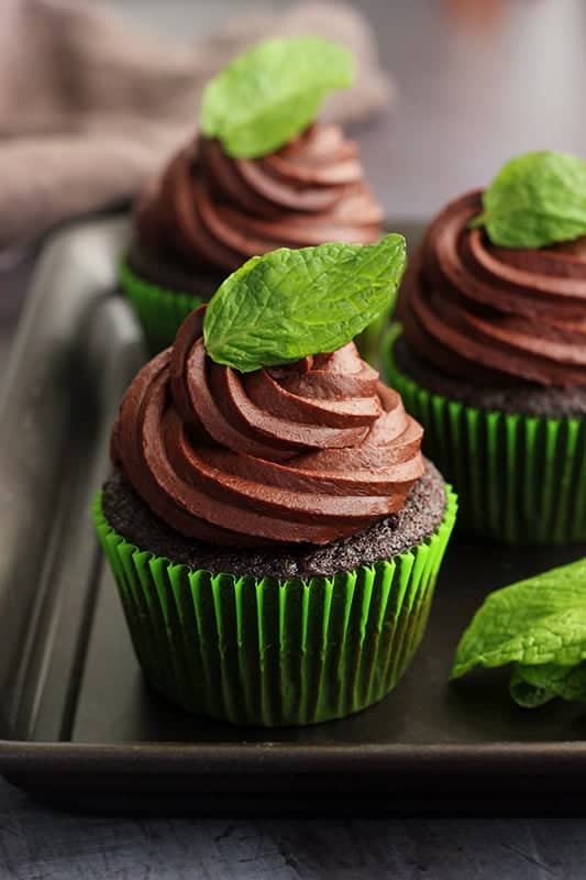 from scratch mint chocolate cupcakes