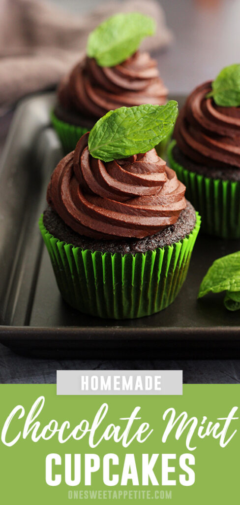 This easy recipe from mint chocolate cupcakes is the perfect from-scratch cake recipe! Filled with mint ganache and topped with chocolate mint buttercream.