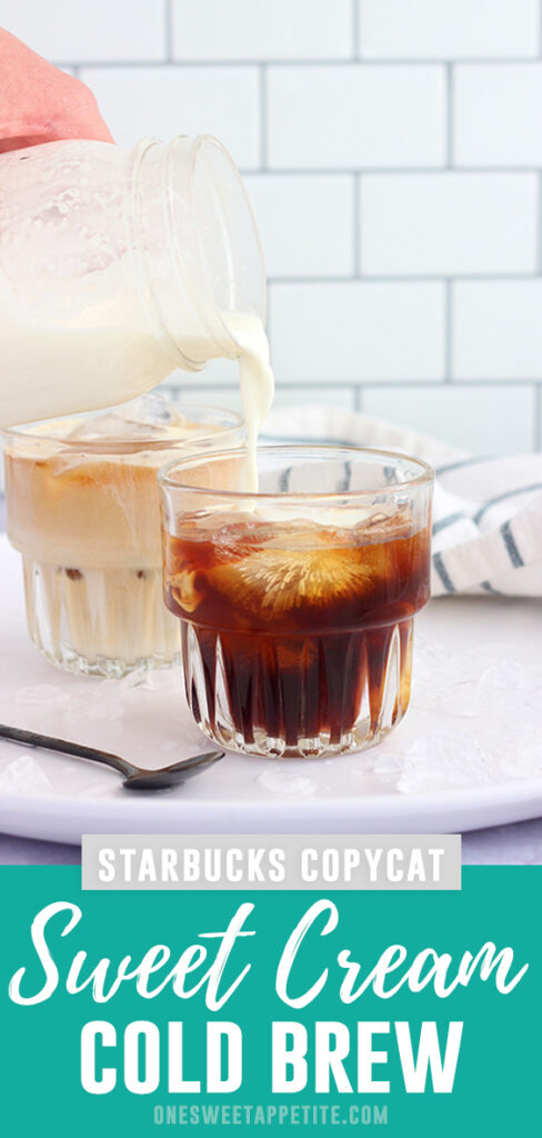 This is the BEST Starbuck's copycat recipe for sweet cream cold brew! My go-to with only 4 ingredients! 
