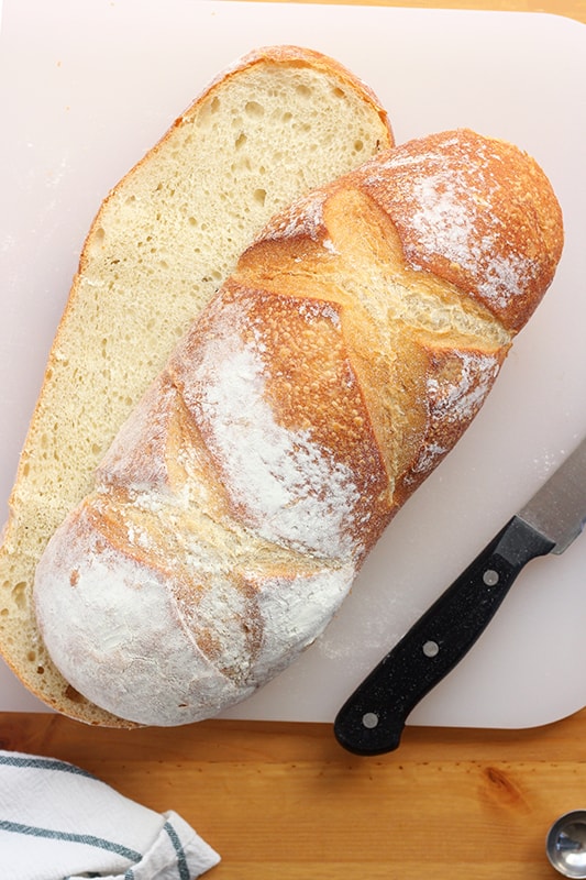 French Bread Sliced in Half