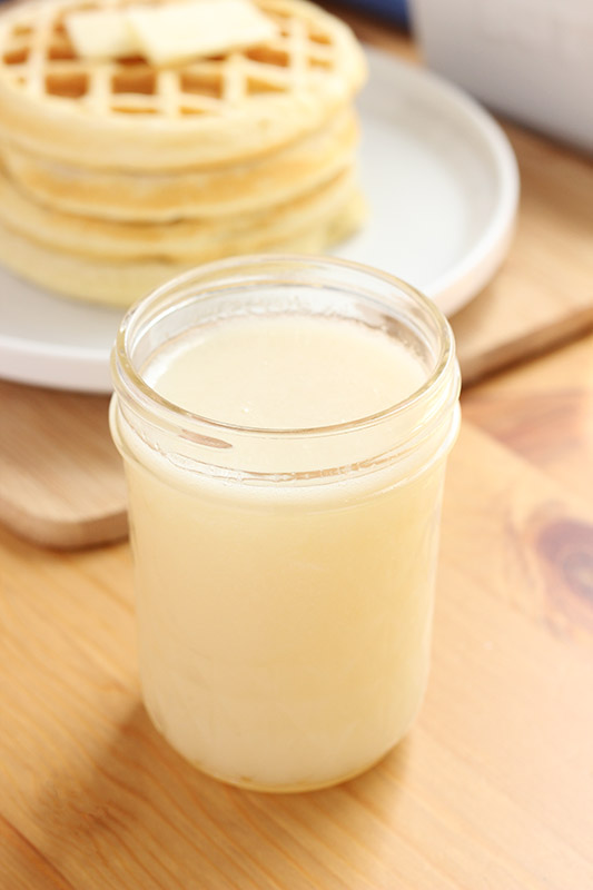 glass jar filled with buttermilk syrup