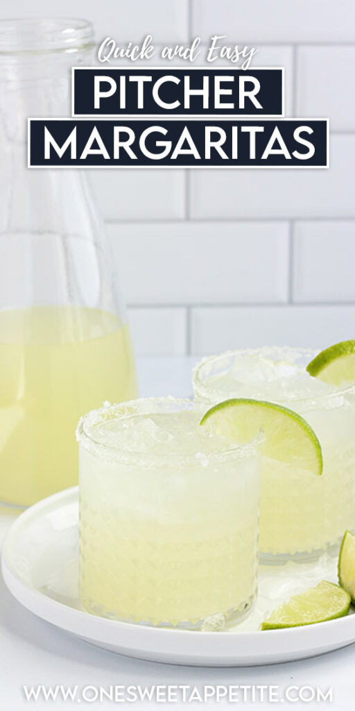 pinterest graphic reading "quick and easy pitcher margaritas"