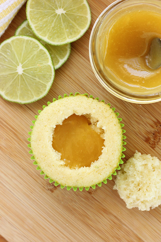 cupcake filled with lime curd