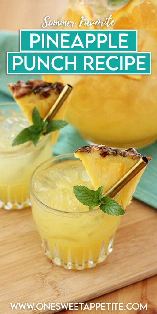 pinterest graphic with text overlay reading "summer favorite pineapple punch recipe"