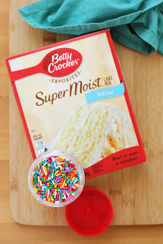 white cake mix and rainbow sprinkles