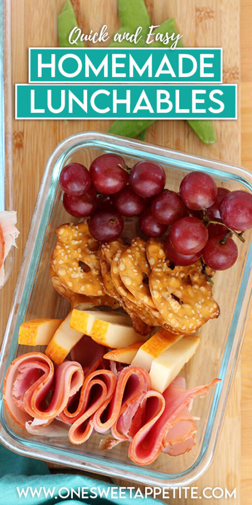 pinterest graphic image with text overlay reading "quick and easy homemade lunchables"