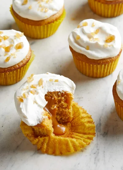 Cupcakes on table.