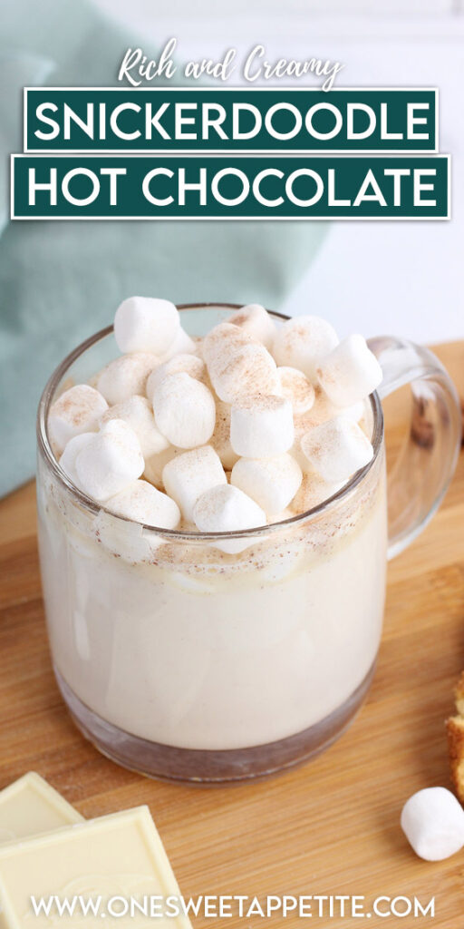 white hot chocolate with cinnamon and mini marshmallows