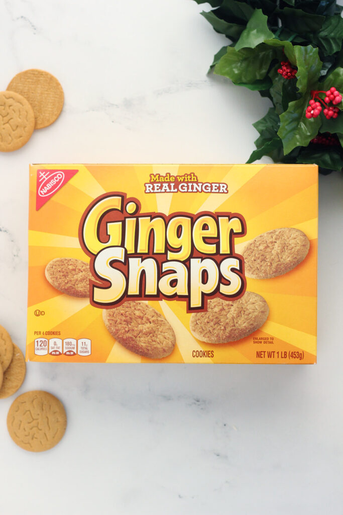 box of gingersnaps on a white table top