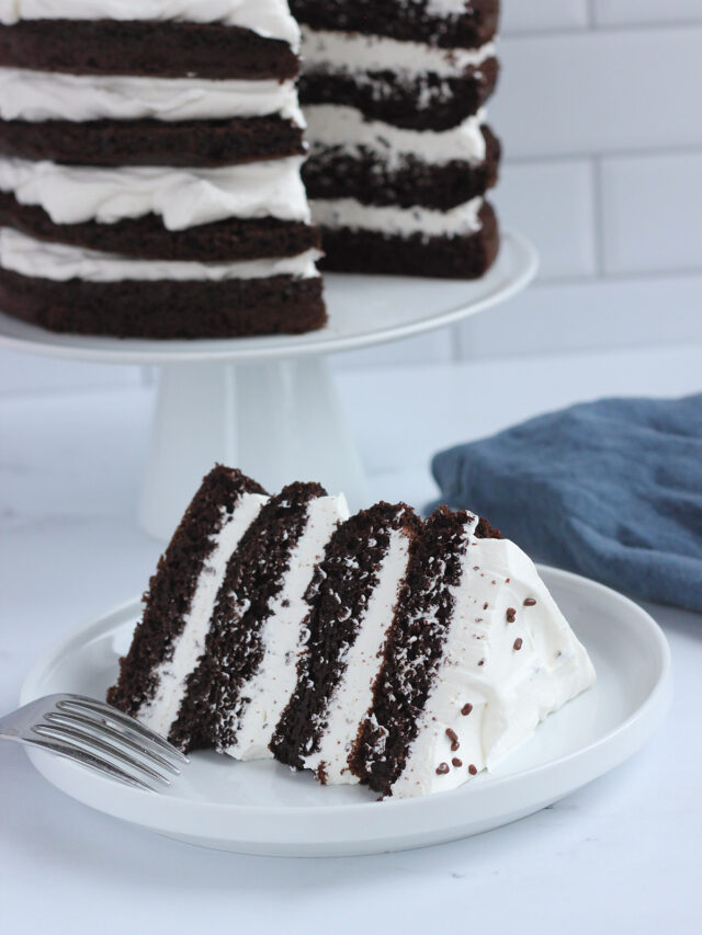 Chocolate Cake with Whipped Cream Frosting - One Sweet Appetite