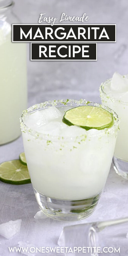 pinterest graphic image of a limeade margarita with text overlay